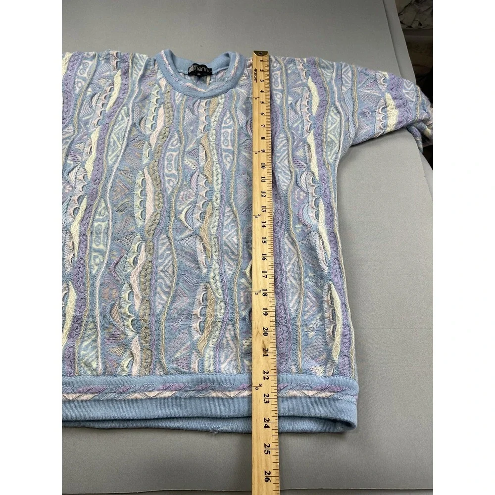 Vintage Purely Merino Sweater Womens XS Wool 3D Knit Pastel Crosby‎ 90s Retro